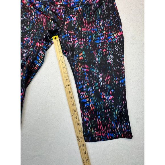 Danskin Now Capri Leggings Women L Black Multi Color Fitted Yoga Pants - Picture 7 of 11